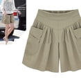 thumbnail image 6 of Yuangui Dark Khaki Women Casual Shorts Large Loose Breathable Shorts Pants Cotton Short Trouser Summer Fashion Costume for Lady- Size XXL, 6 of 10