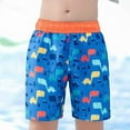 thumbnail image 2 of Gyexs Boys Swim Trunks Size 2-3 Cartoon Dinosaur Print Swim Shorts Bathing Suit Elastic Waistband Casual Summer Beach Vacation Shorts Dark Blue, 2 of 6
