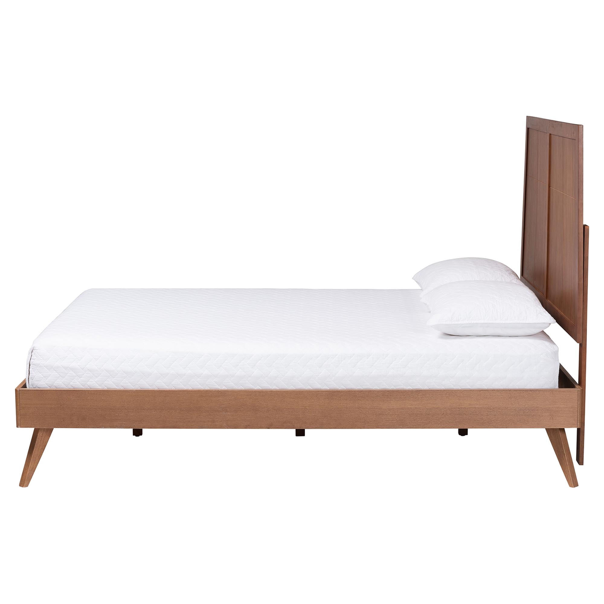 Baxton Studio Noela Mid-Century Platform Bed, King, Ash Walnut