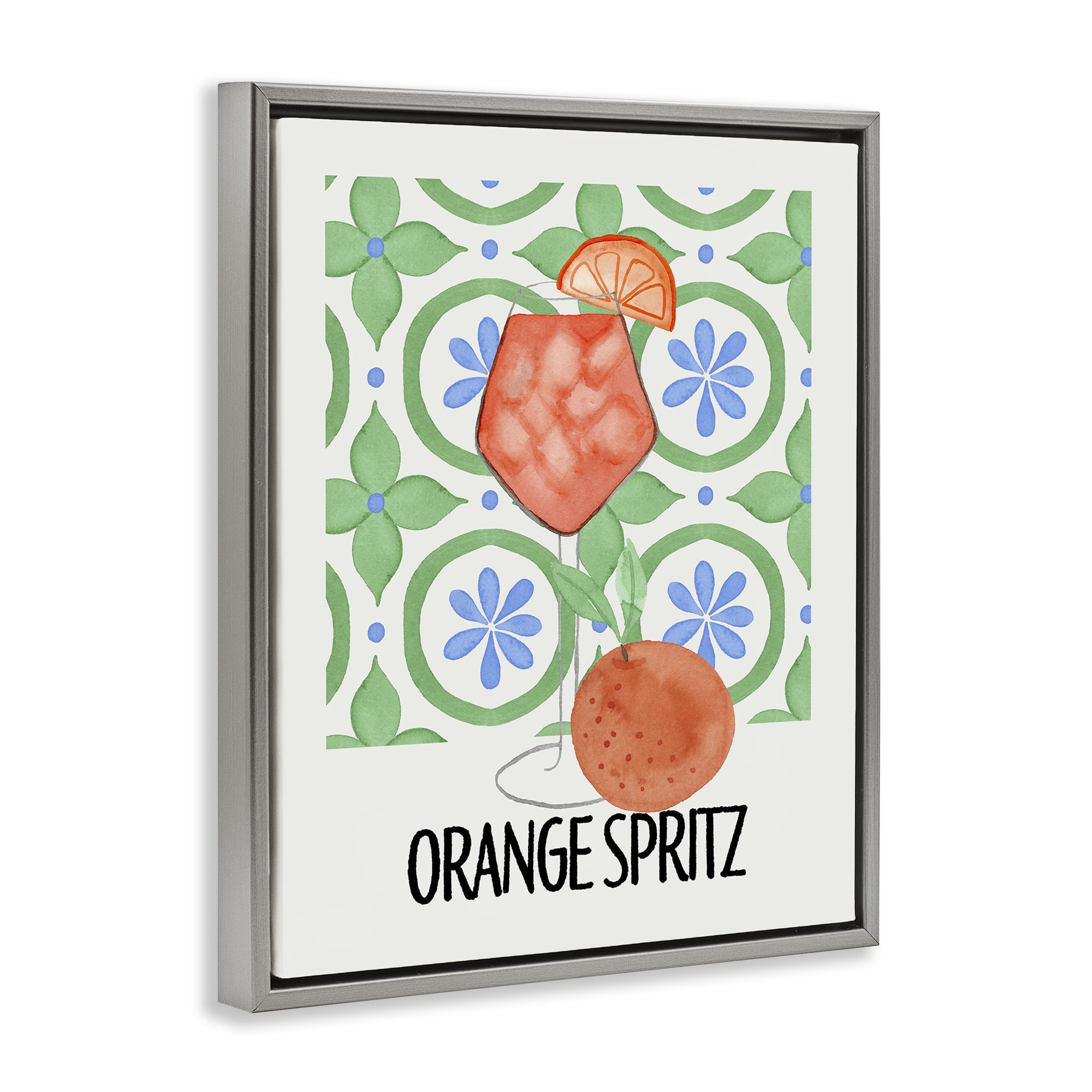 Stupell Industries Orange Spritz On My Mind Gray Framed Floater Canvas Wall Art, design by Nina Jacobs