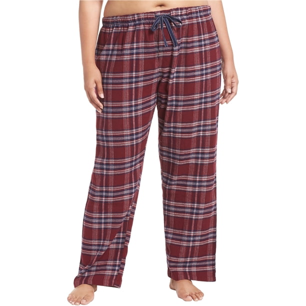 P.J. Salvage Womens Plaid Pajama Lounge Pants, burgundy, Plus Size, 1X