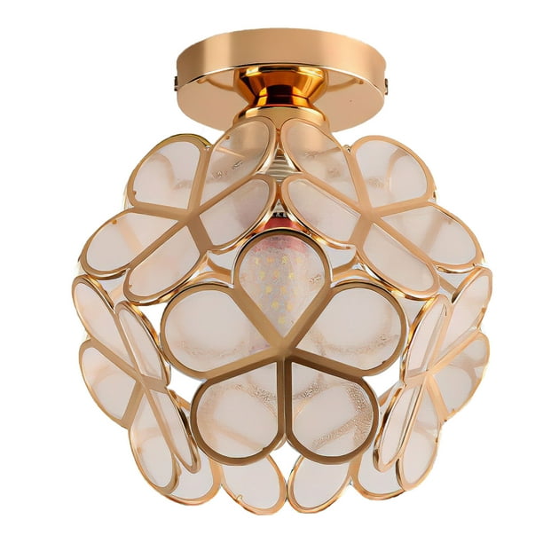 Pétalos De Cristal Esmerilado Led Luz De Techo 220V Luz De Pasillo Led Luz De Techo Dorada Accesorio De Lámpara De Pasillo Equipo Sin Bombilla Para El Hogar Sala De Estar Pasillo Pasillo Balcón Cateissary HA014111-00