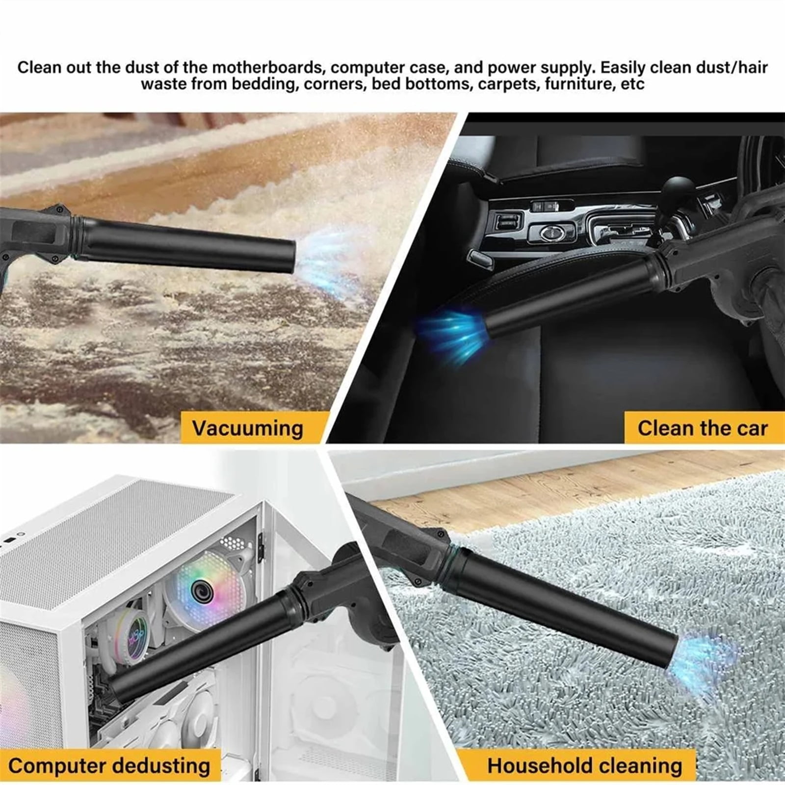 Cordless Leaf Blower High Power Rechargeable Vacuum Cleaner Air Blowing Adjustable Speed Garden Lawn Dust Cleaner
