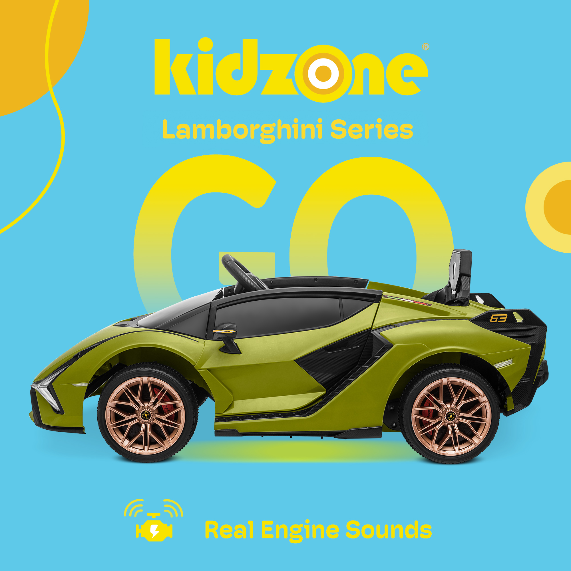 Kidzone Kids 12V Electric Licensed Lamborghini Car – Green with Gold Rim - image 2 of 6