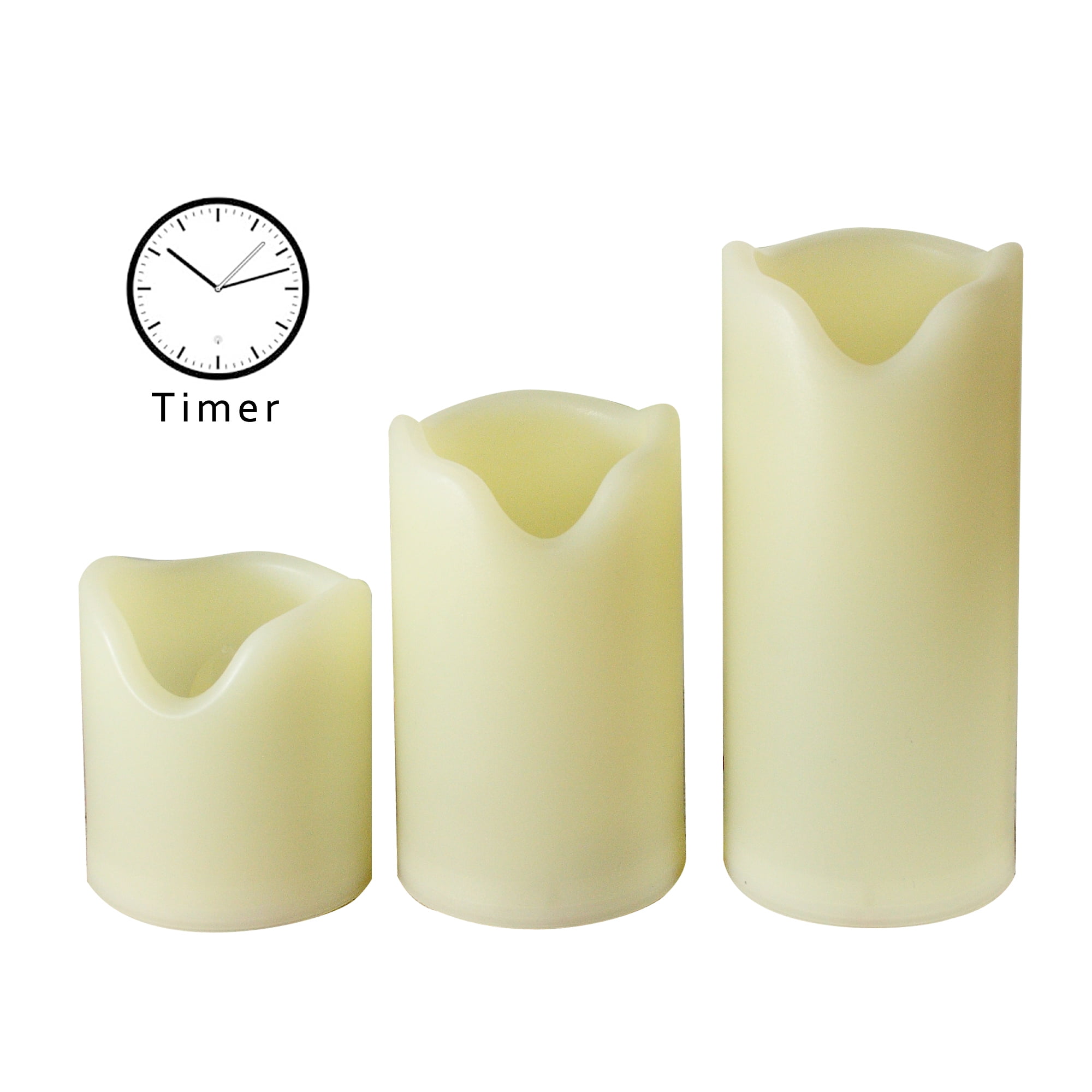 Battery Operated Flameless Candles with Timer 3 Pack Bright Flickering ...