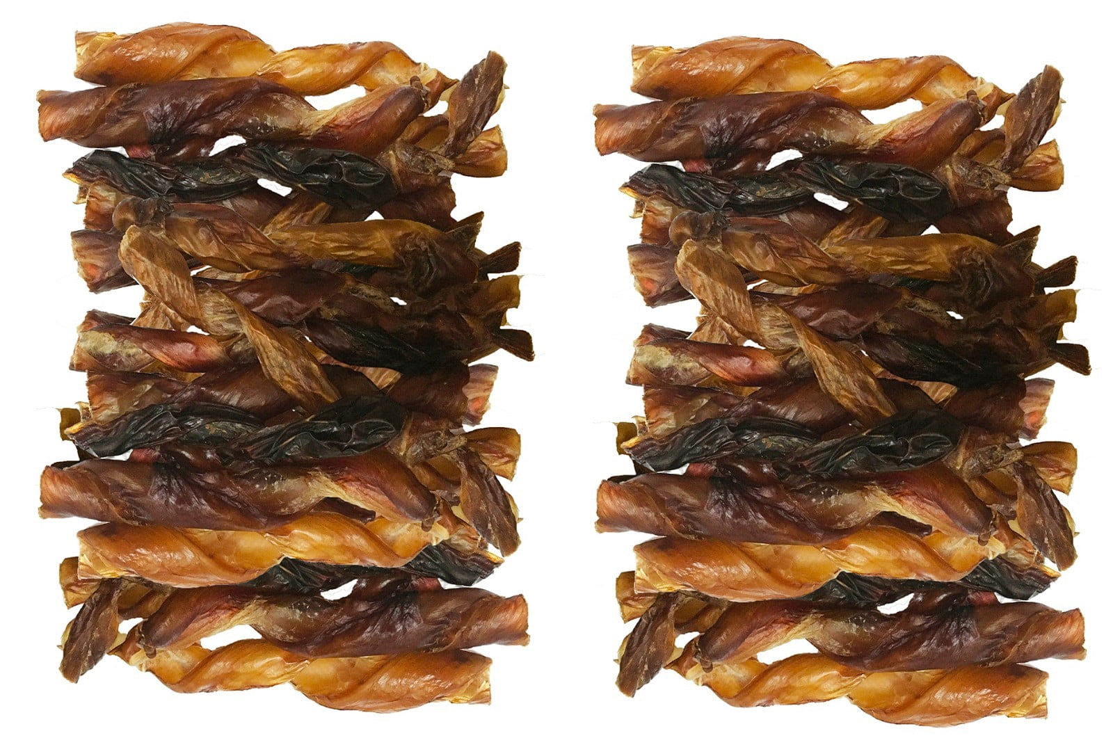 Dog Chew Treats Roasted Beef Bully Skin Twist Treats Healthy Training Dental Aid (50 Twists)