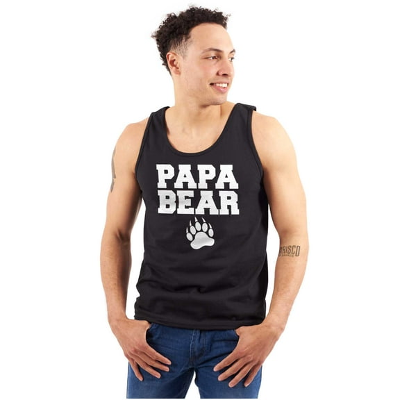 Papa Bear Dad Father's Day Pawprint Tank Top Sleeveless Tee Men Brisco Brands X