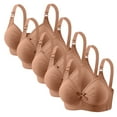 thumbnail image 2 of Fatuov Plus Size Bras for Women Wirefree Soft Everyday Bras for Casual Full Coverage Seamless Push Up T-Shirt Bras, 5-Pack, Khaki, 46B, 2 of 5