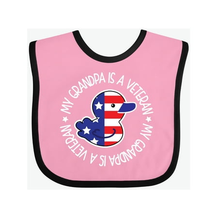

Inktastic My Grandpa Is A Veteran Military family Gift Baby Boy or Baby Girl Bib