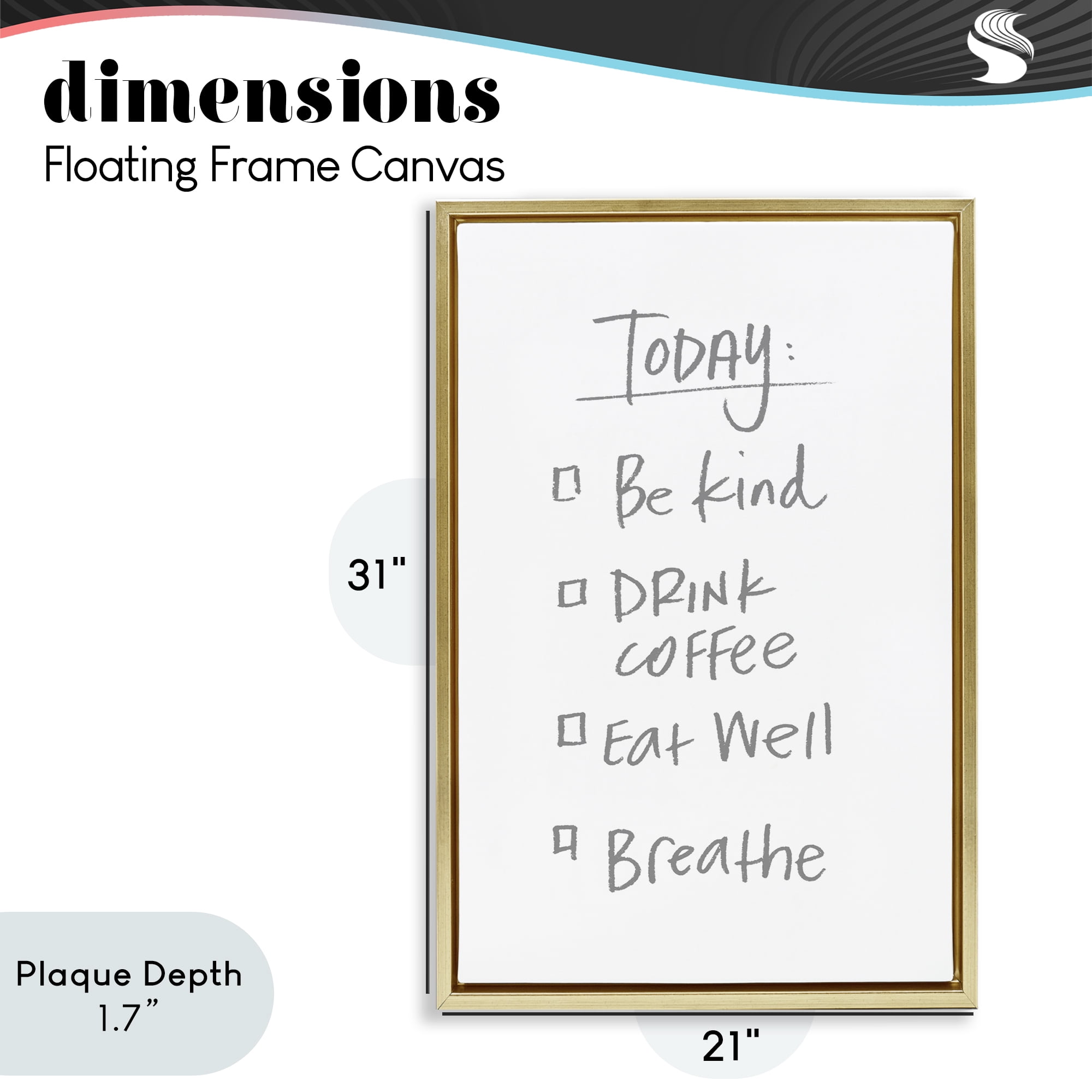 Stupell Industries Simple Today's Checklist Gold Framed Floater Canvas Wall Art, design by SD Graphics Studio