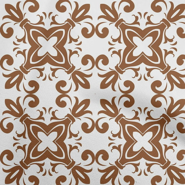 oneOone Polyester Spandex Brown Fabric Asian Block Floral Sewing Craft Projects Fabric Prints By Yard 56 Inch Wide