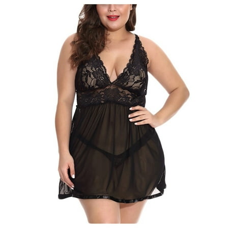 

Women s Sexy Lingerie Plus Size Lace Sexy Pajamas Sexy Nightdress Two-Piece Set