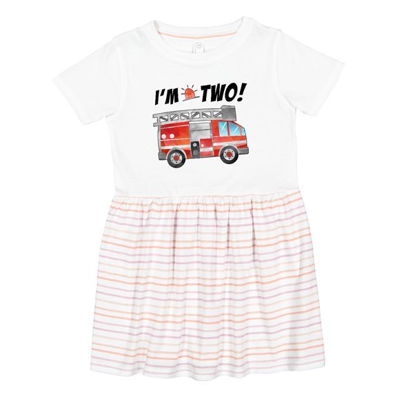 Inktastic I'm 2 Fire Truck 2nd Birthday Girls Toddler Dress