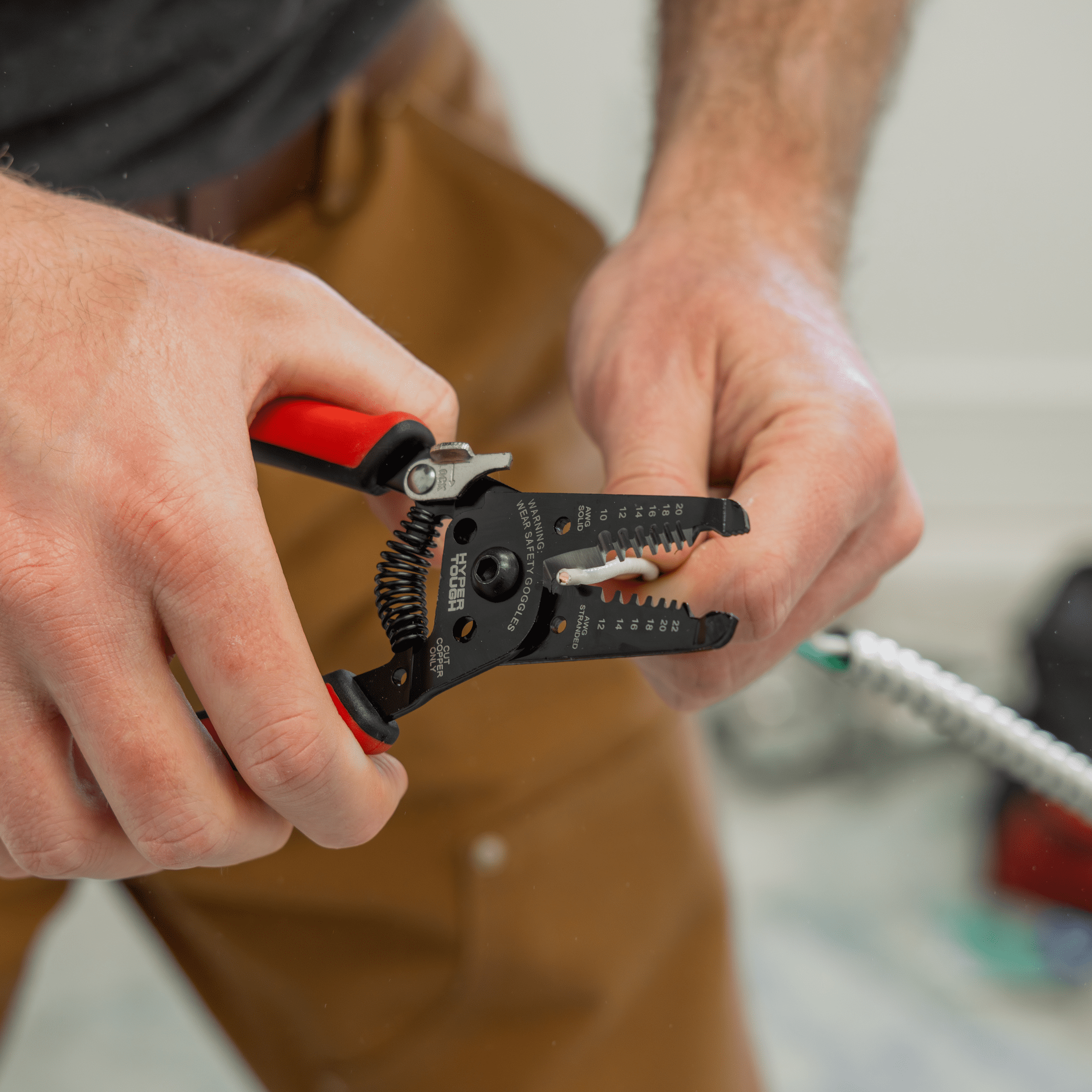 Hyper Tough 6-inch Wire Stripper with Dual Material Comfort Grips
