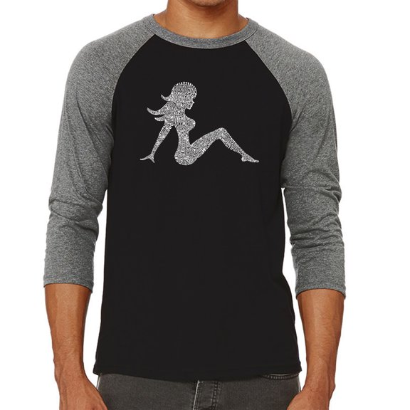 LA Pop Art Men's Raglan Word Art T-Shirt - MUDFLAP GIRL