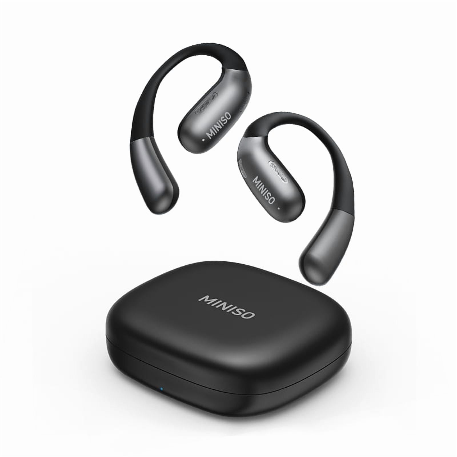 MINISO X28 Wireless Bluetooth 5.4 Open-Ear Earbuds, AI Translator, Noise-Cancelling Headphones, 130+ Languages, 40H Playtime,Black + Earbud Case