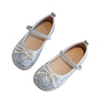 thumbnail image 2 of SBYOJLPB Girls Elegant Flat Shoes Casual Crystal Shoes Princess Dress Shoes with Glittering Beads for Childrens Leather Shoes, 2 of 5