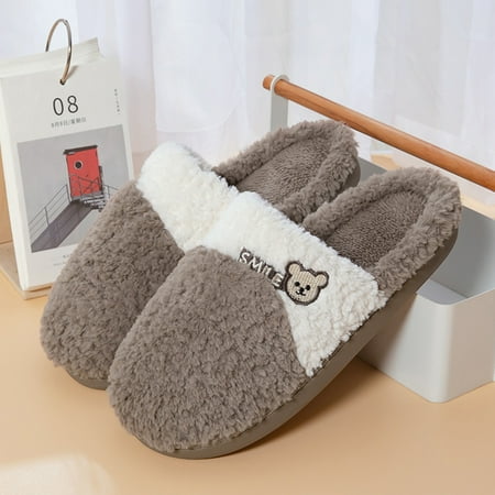 

Gubotare winter slippers for Men Men Slippers Memory Foam Shearling Slipper Water Resistant Warm and Fluffy Indoor Outdoor House Shoes Coffee 10