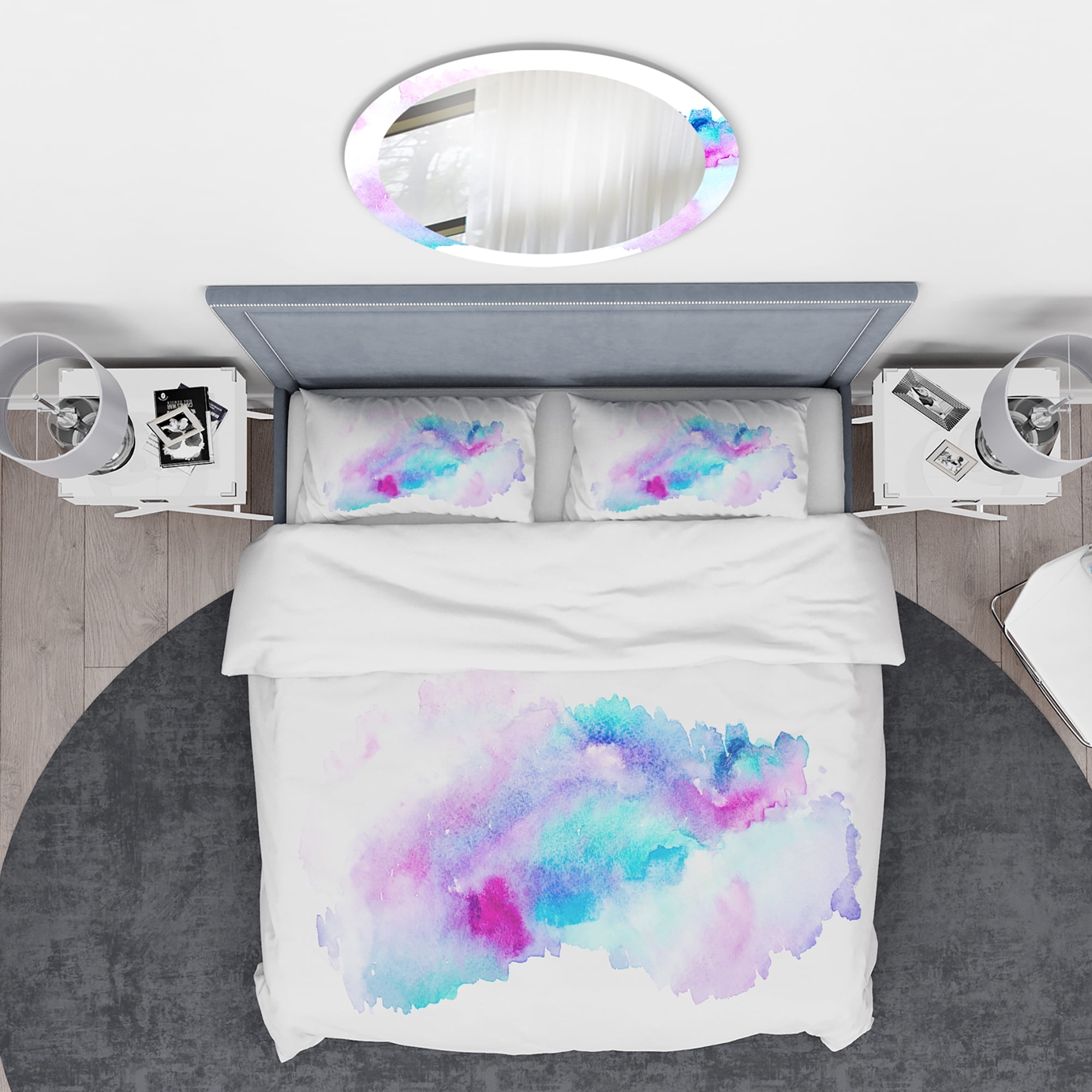 Designart 'Pink and Cyan Composition' Mid-Century Modern Duvet Cover Set