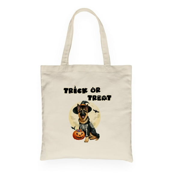 Trick or Treat German Shepherd Needs Candy Happy Halloween Night Canvas Tote Bag Alsatian Dog Lover Gifts Reusable Shopping Grocery Bag - 02020