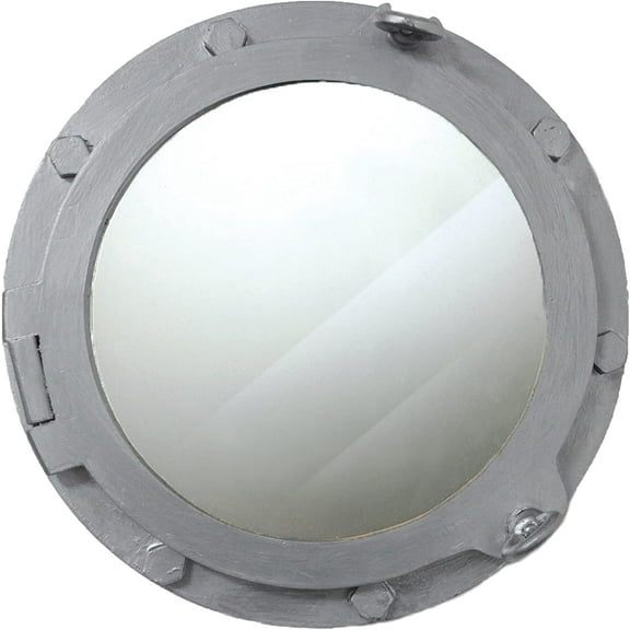 HS 17" Wooden Nautical Porthole Mirror w/Silver Finish