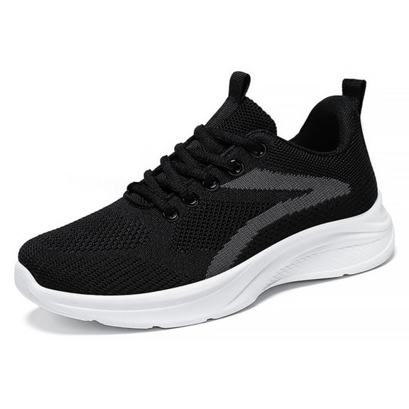 Women's Textured Sneakers,Breathable Running Shoes,Women's Slip Resistant Shoes,Stripe Design,Black