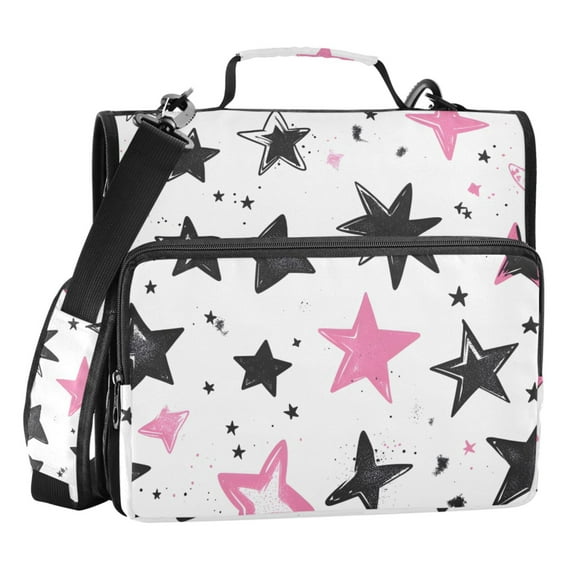 ALAZA Zipper Binder Cute Stars 3 Ring Trapper Keeper File Folder Organizer Bag