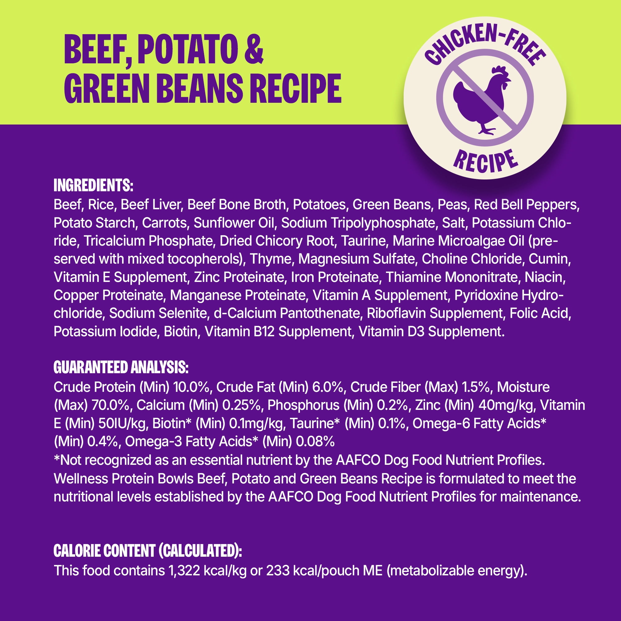 Wellness Protein Bowls, Adult Fresh Alternative Dog Food, Wholesome Grains, 6.2 Ounce Pouch, 6 Pack, (Beef, Potato & Green Beans Recipe)