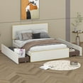 thumbnail image 4 of BEBPILOO Full Size Upholstered Platform Bed with 4 Drawers and Golden Edge on the Headboard & Footboard, White, 4 of 12
