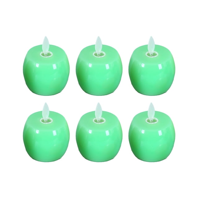 Green Green Set Of 6 Electronic Candle Lights Battery Operated Flameless Tea Lights Realistic Flickering Effect For Home Decor