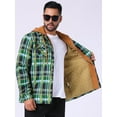 thumbnail image 7 of DARING DIVA Shirt Jacket Drawstring Hooded Plaid Shacket 2XL Green Khaki, 7 of 7