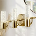 thumbnail image 4 of JONATHAN Y Bolha 18" 3-Light Minimalist Modern Bubble Acrylic/Iron Integrated LED Vanity Light, Brass Gold, 4 of 9