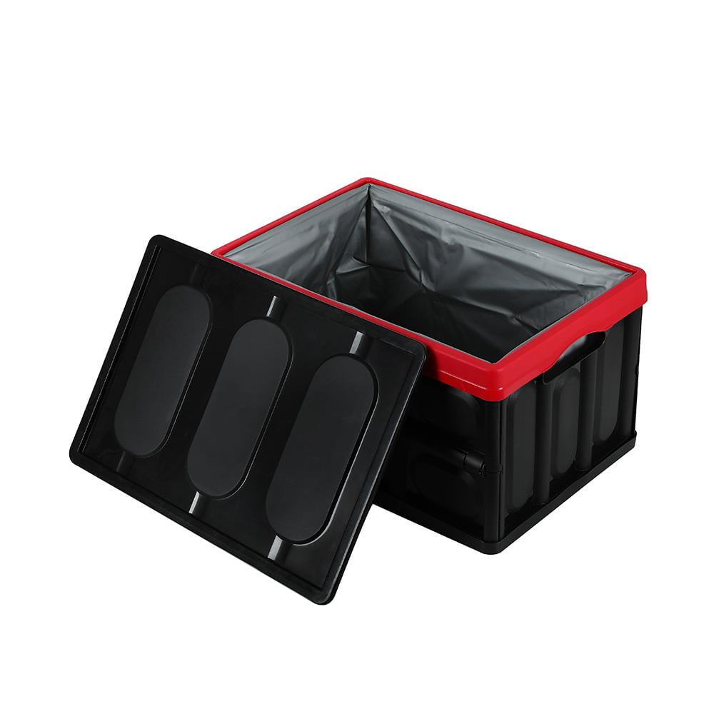 Zimtown 55L Collapsible Plastic Storage Box Durable Stackable Folding Utility Crates with Lid