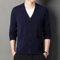 thumbnail image 2 of uikmnh Men's Knitted Cardigan Autumn and Winter Long Sleeved V Neck Wool Yarn Knit Sweater Jacket Trend Texture Solid Colour Button, 2 of 5