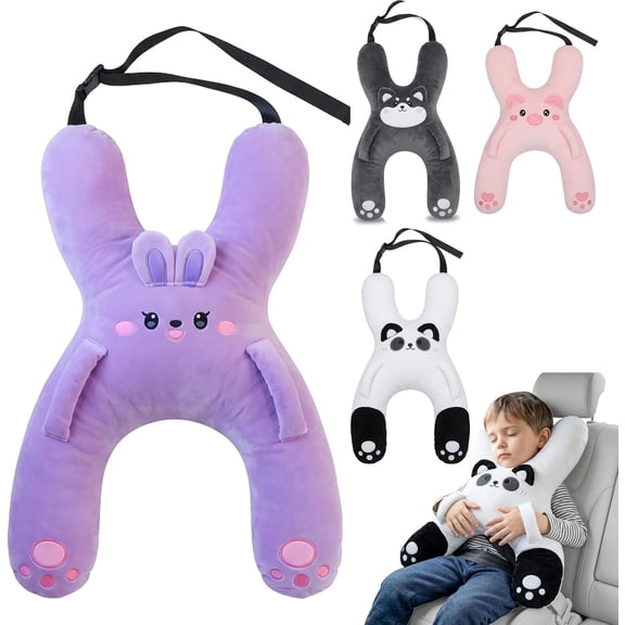 H Shaped Car Travel Pillow, Car Seat Neck Support & Sleeping Pillow (Purple)