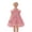Pink*, variant on RUTAYY Children Girls Formal Dress Solid Color Round Neck Tiered Lace Trim Gown Party Celebration Travel Vacation Dresses