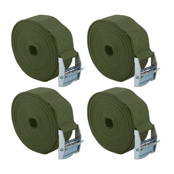 4pcs 1" x 12' Cargo Tie Down Straps Lashing Straps Luggage Strap Adjustable with Cam Lock Buckle for Car Army Green