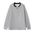 thumbnail image 4 of Kezqiaxn Long Sleeve Shirts for Men Casual Striped V-Neck Loose Pullover Tops Mens Clothes Fashion Clothing, 4 of 6