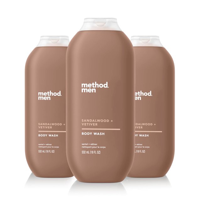 Body Wash Method para hombre, sándalo y vetiver, 540 ml (paquete de 3)