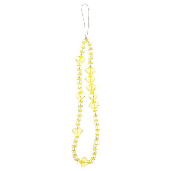 OUNONA Cute Beaded Phone Charm Chain Yellow Plastic for Decoration with Durable Materials