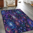 thumbnail image 2 of Lotus Flower Area Rugs 3x5 ft Retro Abstract Blue Purple Floral Leaf Stars Black Washable Rug Non Slip Indoor Carpet Absorbent Floor Mat for Living Room Bedroom Dining Room, 2 of 9