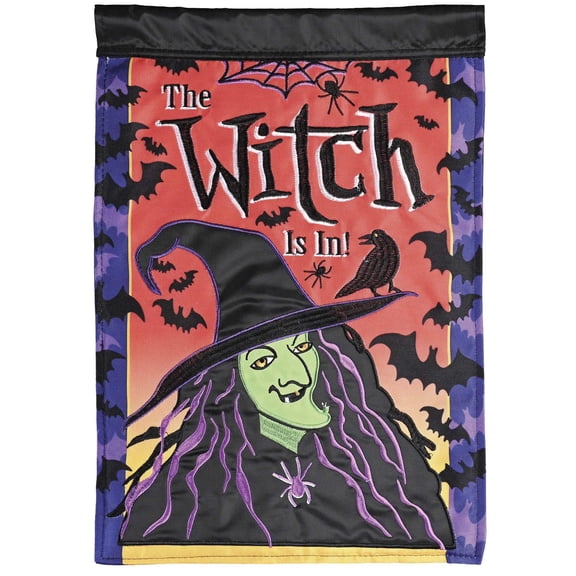 Dicksons Magnolia Garden Outdoor Flag Decoration For Garden, Yard, Or Walkway Standard 13 x 18, Weather Resistant Polyester, The Witch is in