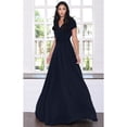 thumbnail image 2 of KOH KOH Long V-Neck Flowy Cap Short Sleeve V-Neck Bridesmaid Wedding Guest Party Formal Summer Sundress Tall Gown Maxi Dress Dresses For Women Dark Navy Blue X-Large US 14-16 NT074, 2 of 7