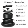 thumbnail image 3 of Carote 6 Pcs Pots and Pans Nonstick, Cookware Set with Detachable Handles, Oven Safe, Induction Ready, Stackable Kitchen Cooking Set, Black, 3 of 9