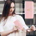 thumbnail image 3 of Women's Long Lingge Wallet Zipper Snap Solid Color Wallet Card Bag Hand Bag Wallet, 3 of 5