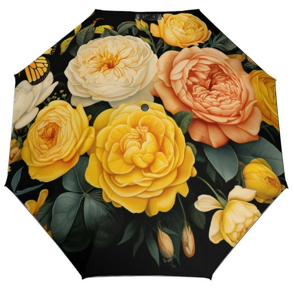 Colorful Flowers Repel Umbrella Windproof Travel Umbrellas for Rain - Easy Auto Open Close, Durable & Compact Umbrella, Backpack