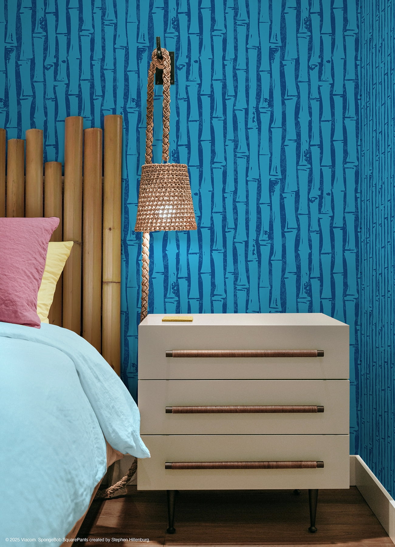 SpongeBob SquarePants Bamboo Blue Peel and Stick Wallpaper