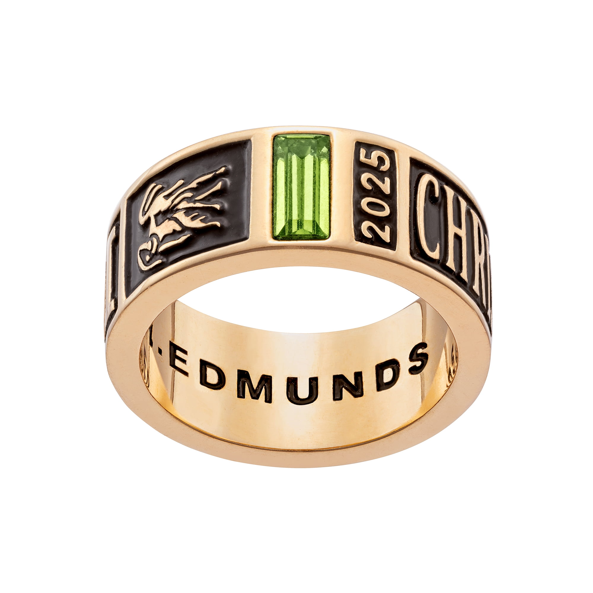 Order Now for 2025 Graduation, Freestyle Men's 14K Gold Plated Decorated Band Class Ring, Personalized, High School or College Graduation