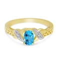 thumbnail image 6 of 14k Yellow Gold Oval Blue Topaz And Diamond Ring, 6 of 6