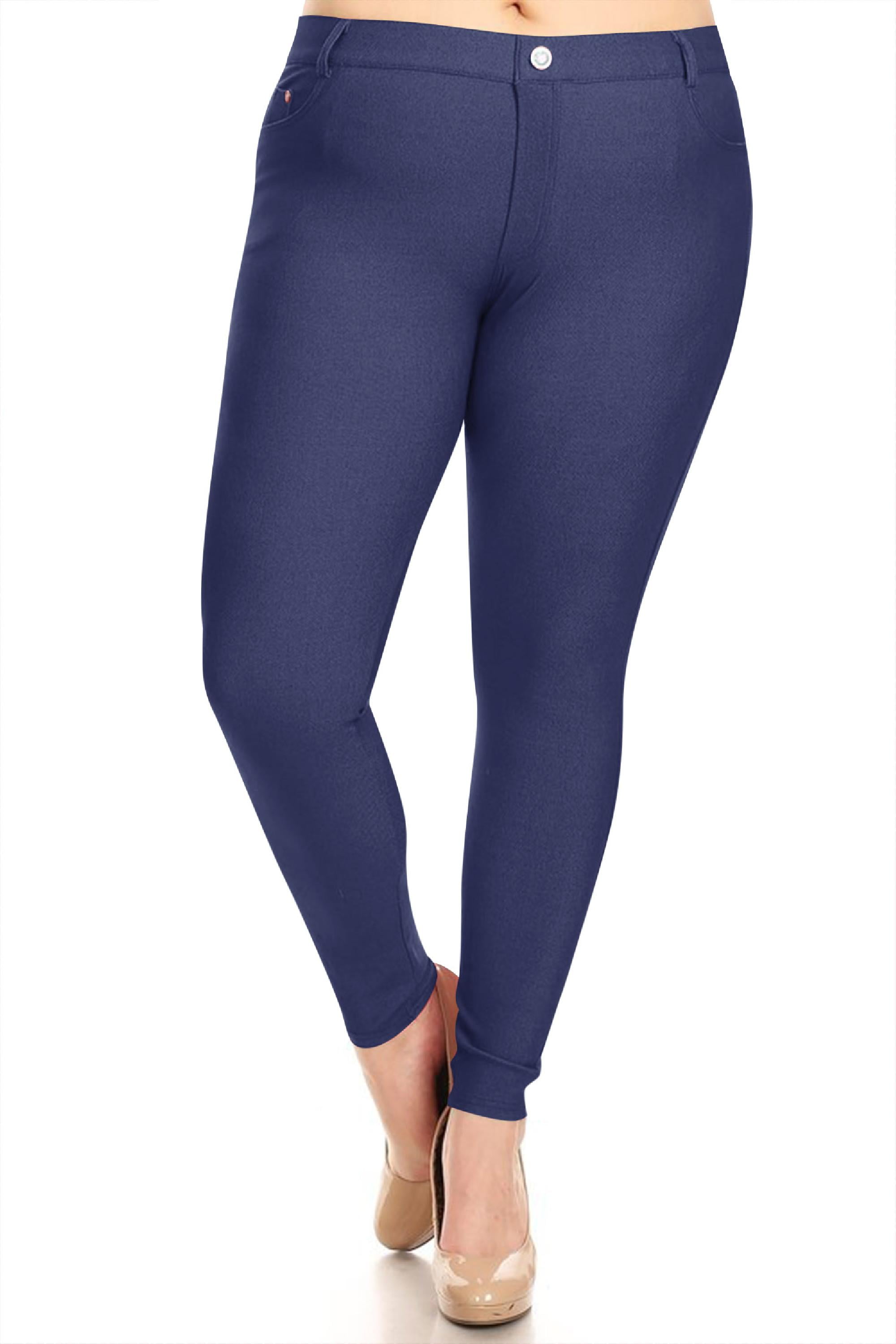 Women's Plus Size Skinny Stretch Solid Jeggings Pants with Pockets ...